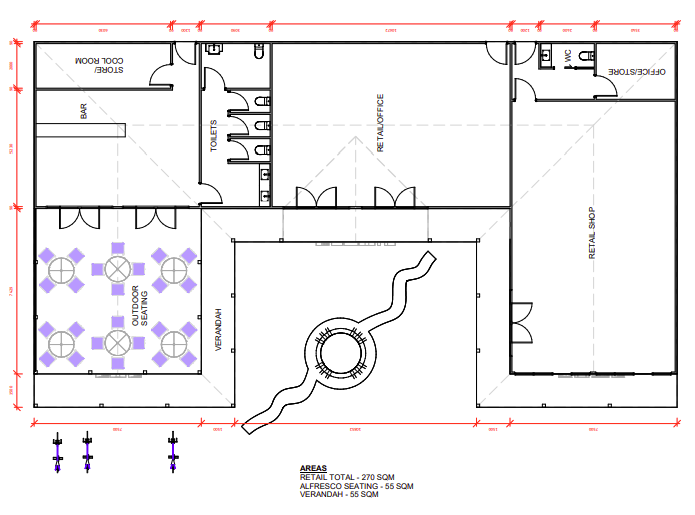 plans for a bar and retail business