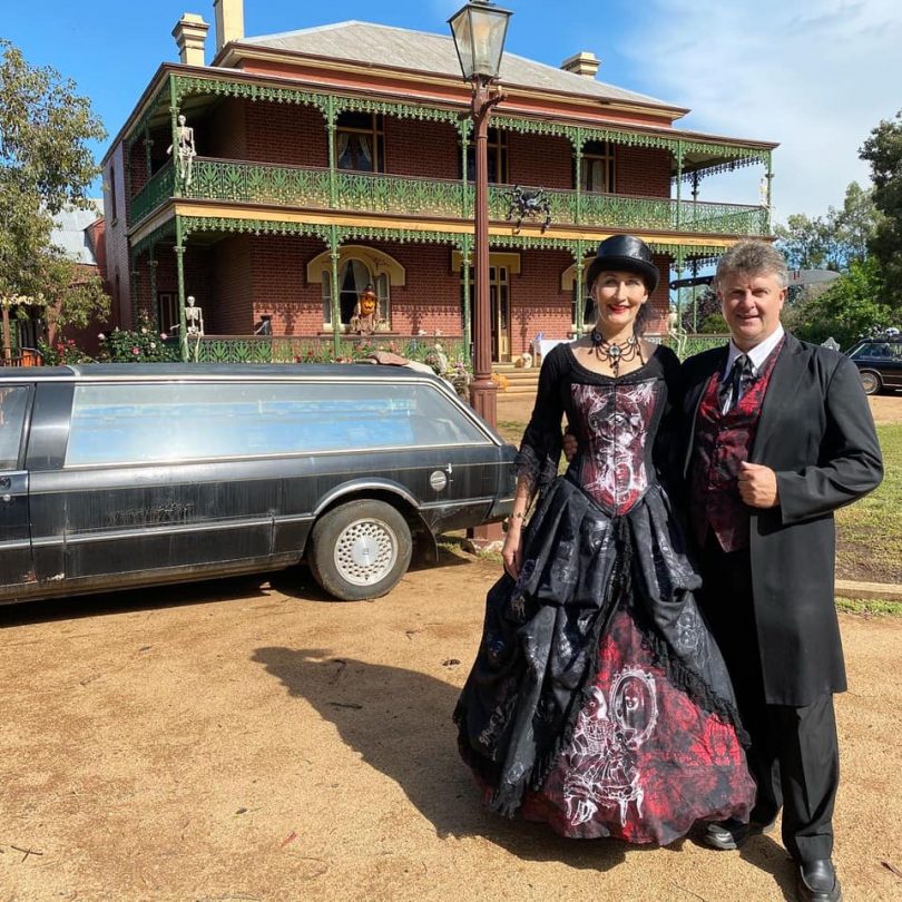 Man and woman in vintage clothes