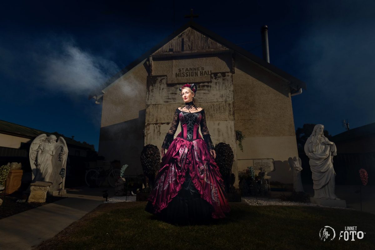 Woman in graveyard