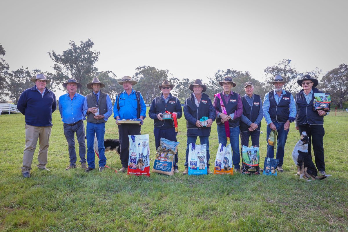 The winner and placegetters in the Hypro Henty Three Sheep Trial