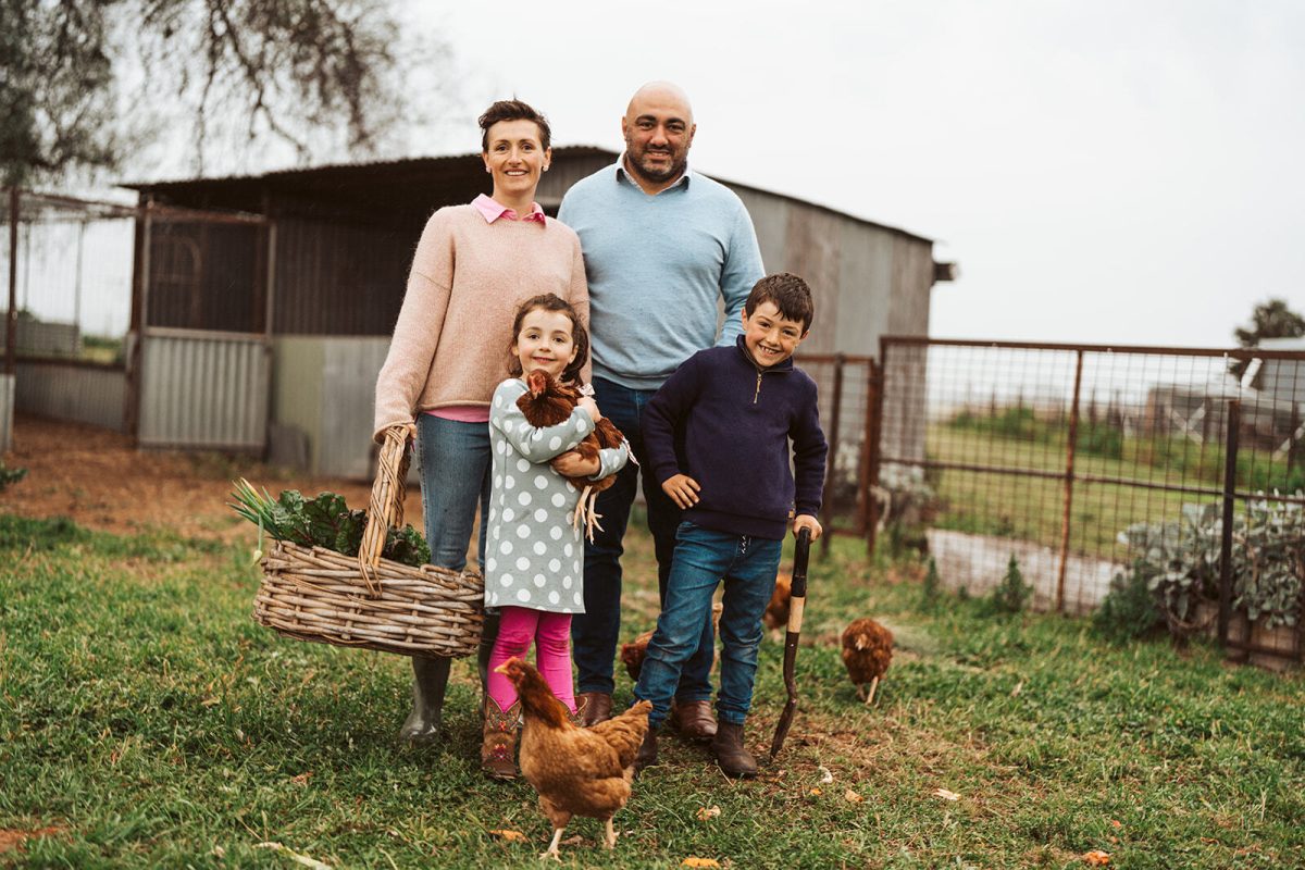 family on farm