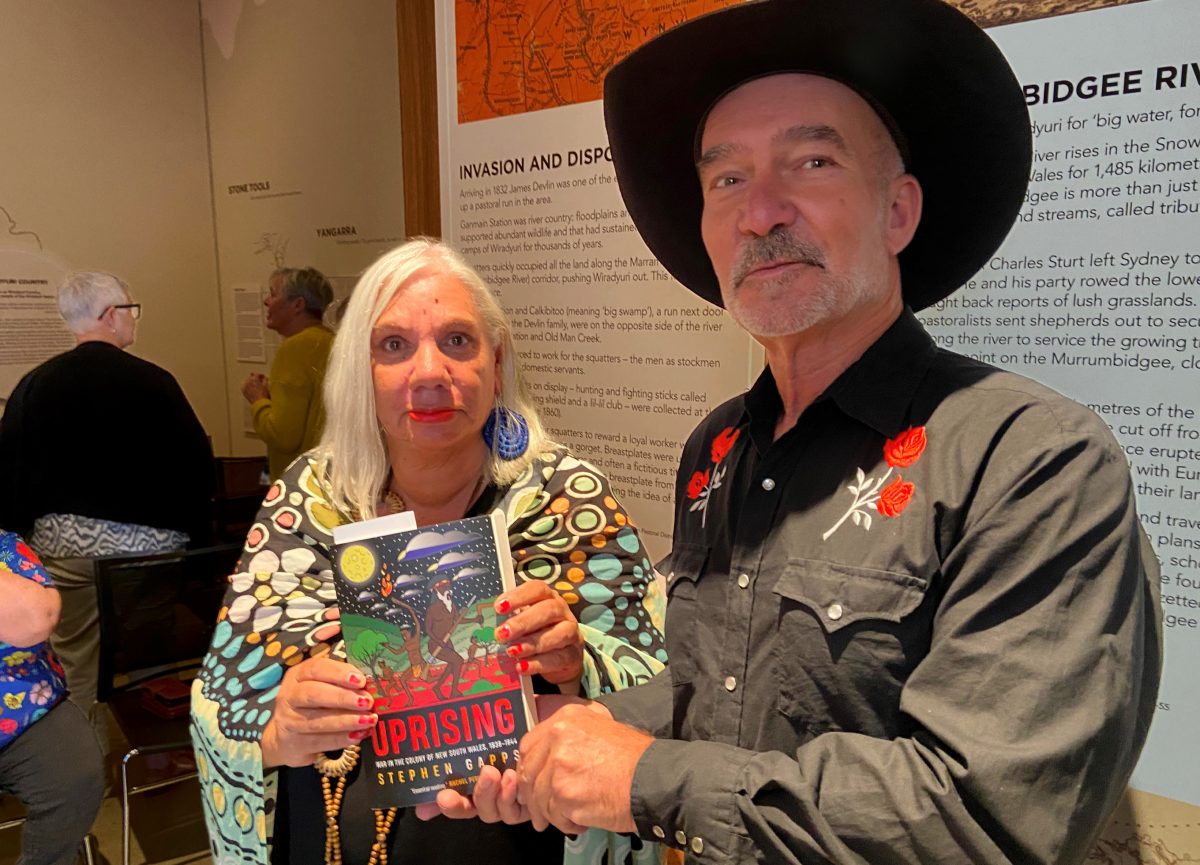 Aunty Cheryl Penrith with <em>Uprising</em> author, Dr Stephen Gapps at the Museum of the Riverina.