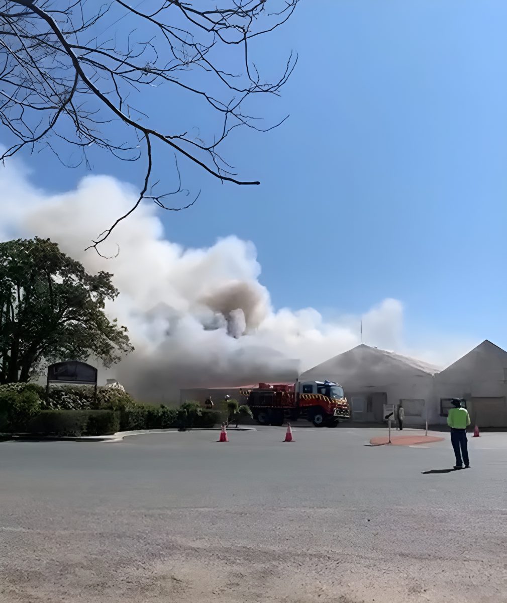 smoke from a fire in three commercial buildings 