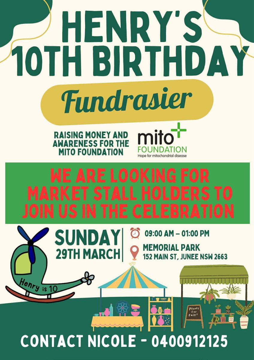 Henry's 10th Birthday Party will be held on Sunday 29 March.